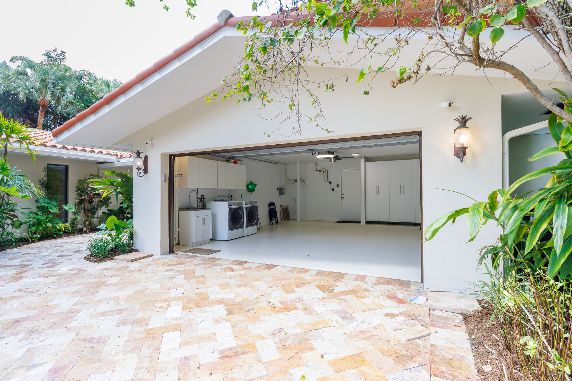 Two-car garage with built-in storage and laundry station