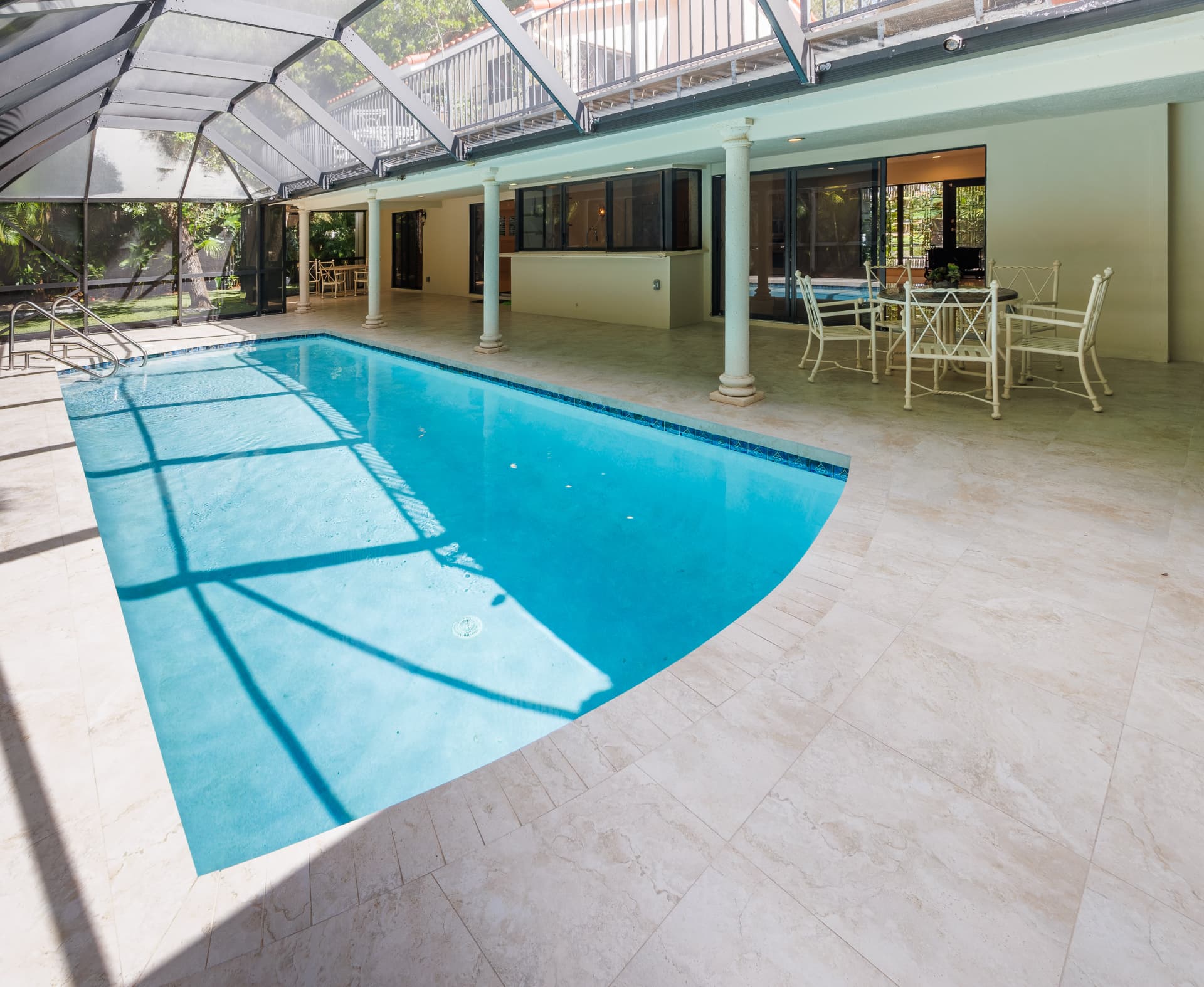 Pool and shaded seating area